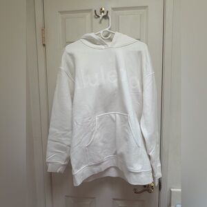 Lululemon Athletica All Yours Graphic Fleece Hoodie White with Logo size 14